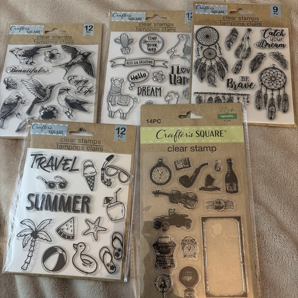Lot Of 5 Crafters Square Clear Stamps ‎ Lot 012 Scrapbook